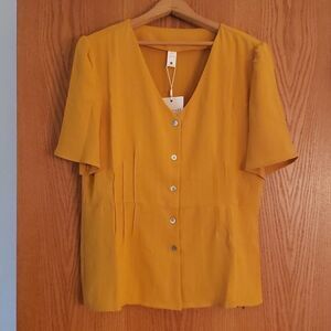 Lovely NWT DownEast Mustard Colored Peplum Top Sz XL